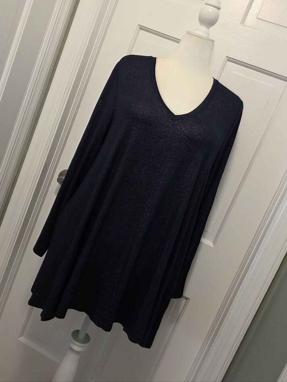 NWT Lane Bryant Blue V-Neck Tunic with Silver Shimmer Size 18/20 Ret. $46.95